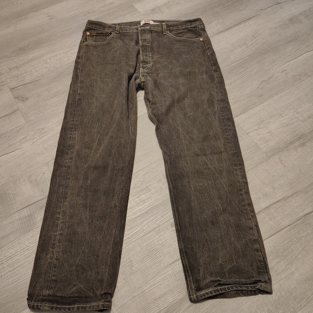 Vtg Levis 501 Original Straight Leg Mens Faded Black Denim Jeans 38x32 005010633